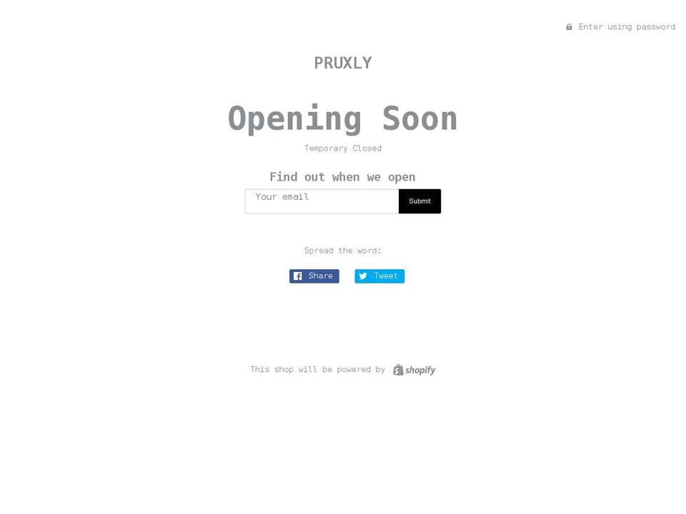pruxly.com shopify website screenshot
