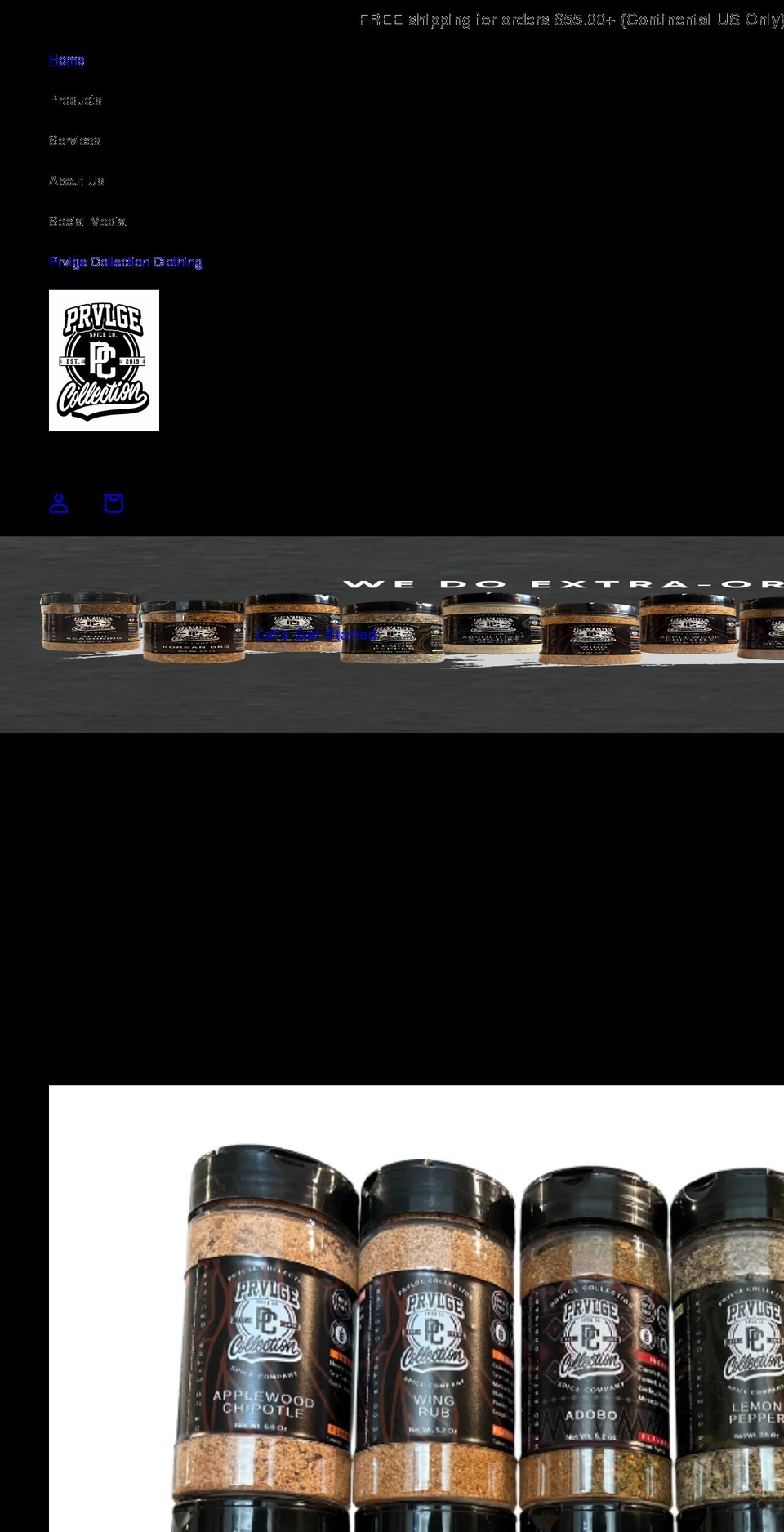 prvlgecollection.com shopify website screenshot