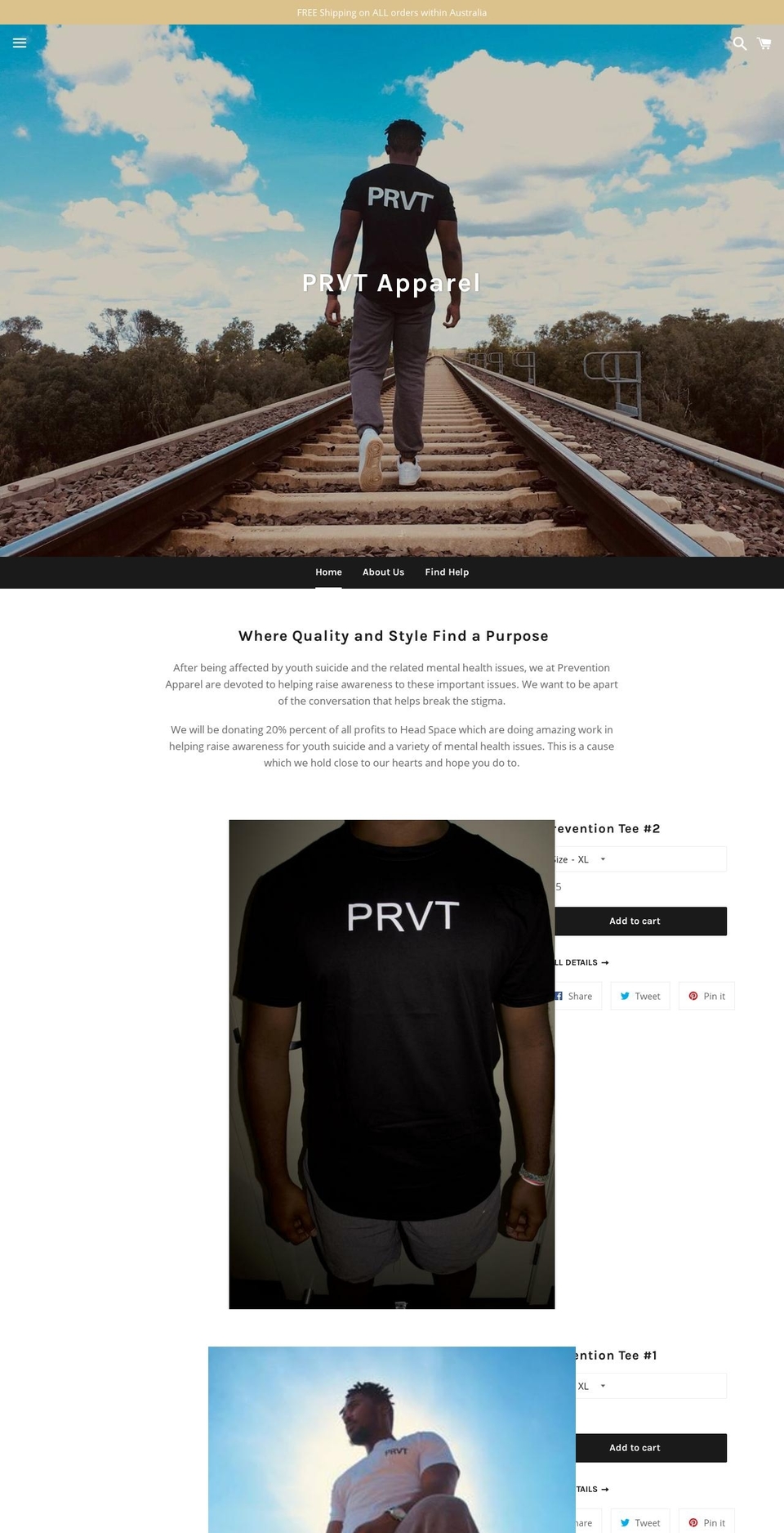 prvtapparel.com — Shopify storefront screenshot