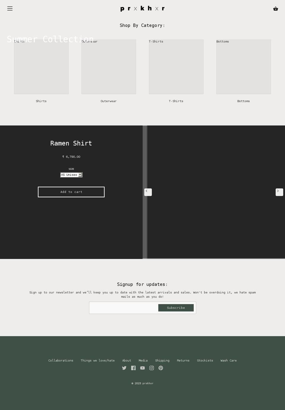 prxkhxr.com shopify website screenshot