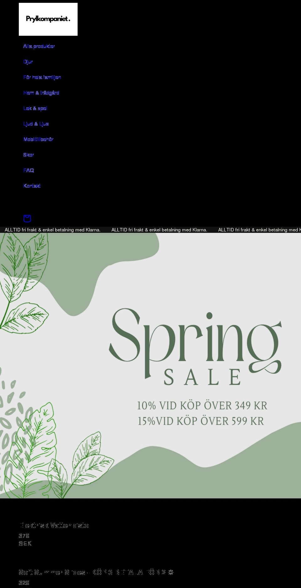 prylkompaniet.se shopify website screenshot