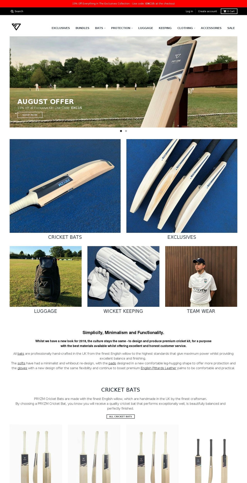 2018 Site Shopify theme site example pryzmcricket.com