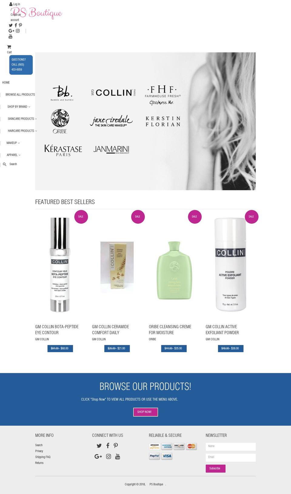 ps.boutique shopify website screenshot