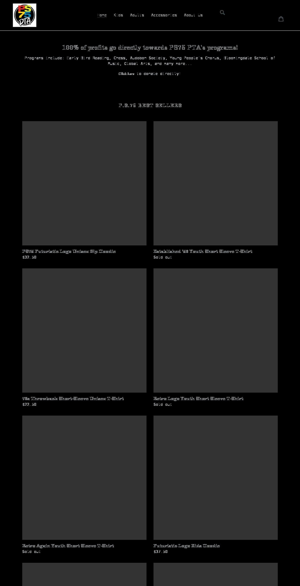 ps75pta.myshopify.com shopify website screenshot
