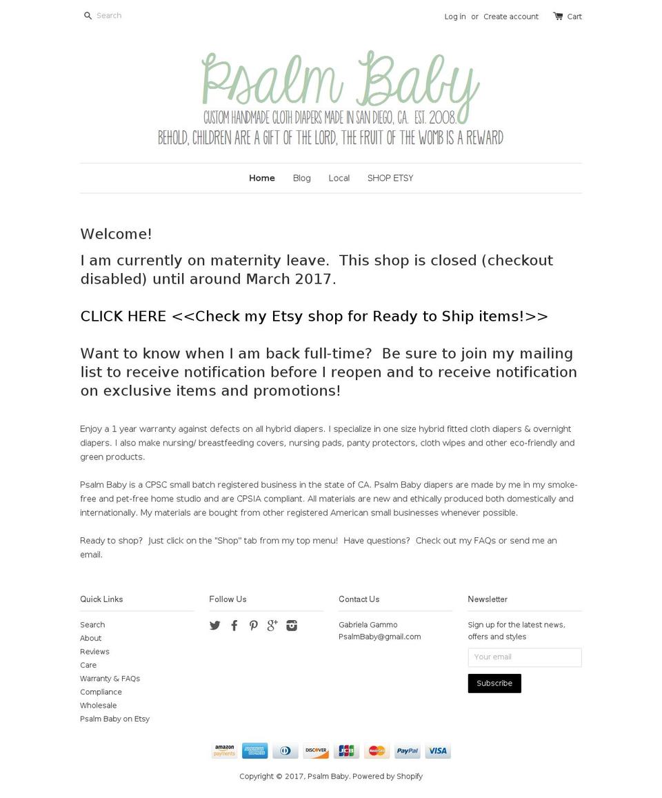 psalmbaby.com shopify website screenshot