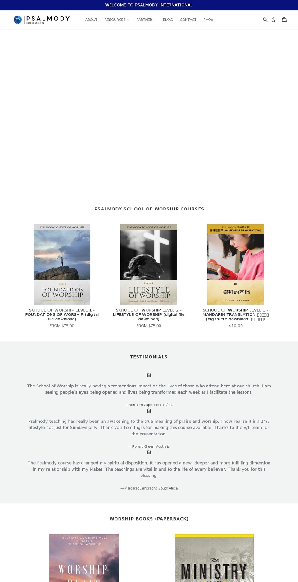 psalmody.org shopify website screenshot