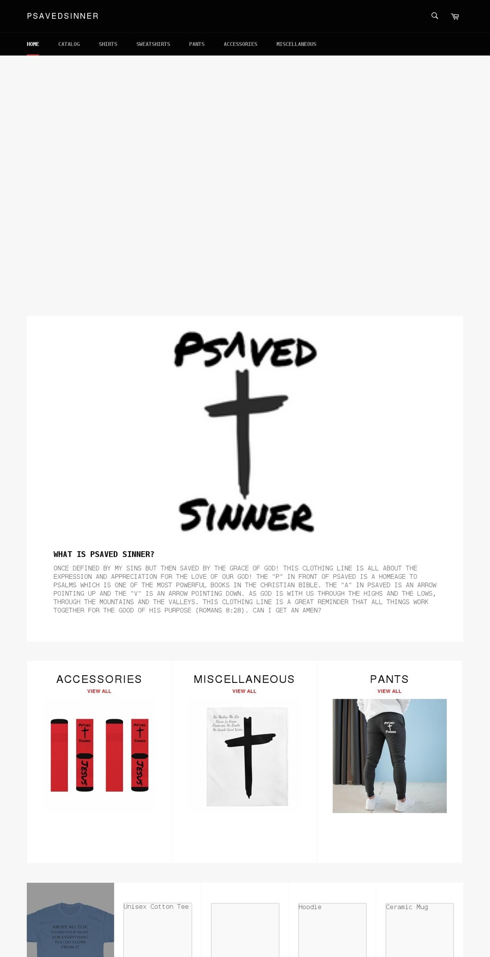 psavedsinner.com shopify website screenshot