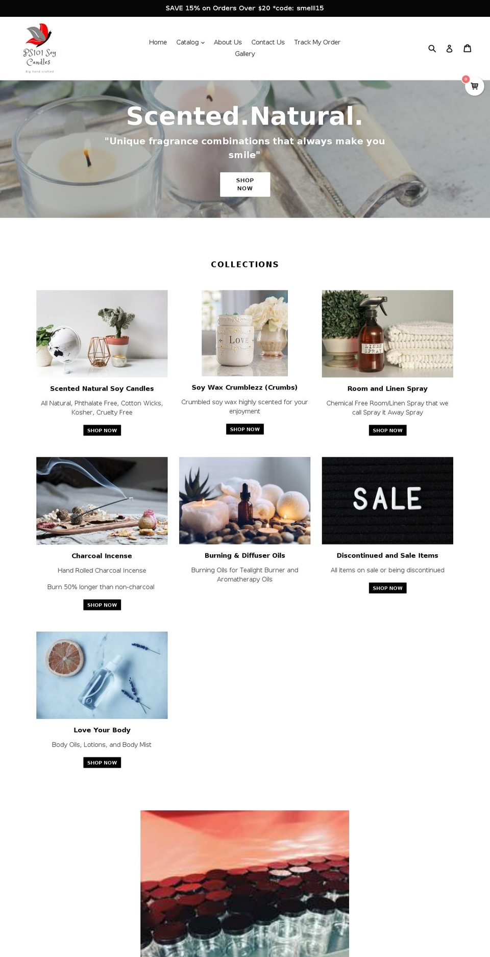 pscandles.com — Shopify storefront screenshot