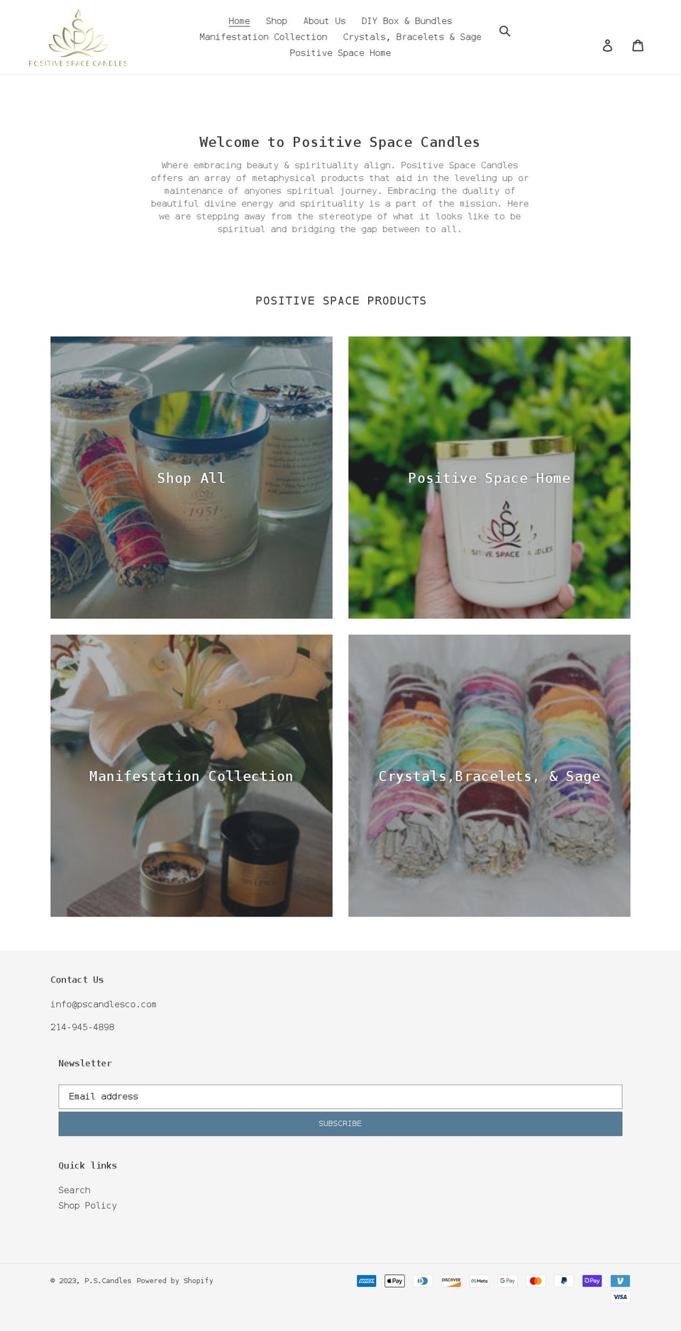 pscandlesco.com shopify website screenshot