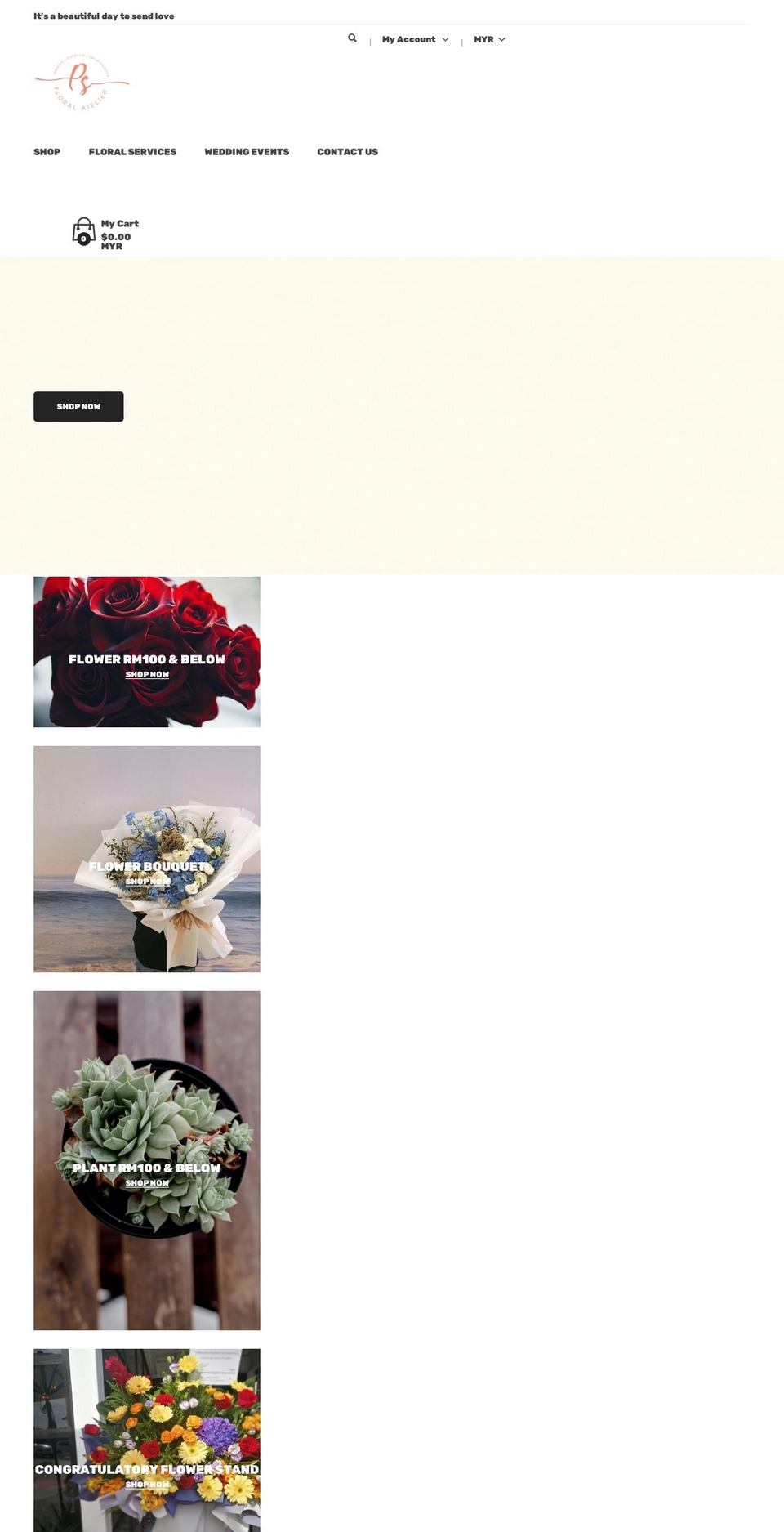 psfloralatelier.com shopify website screenshot