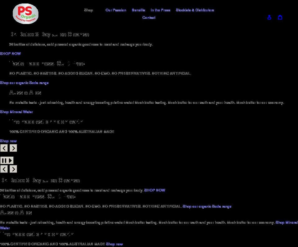psorganic.com.au shopify website screenshot
