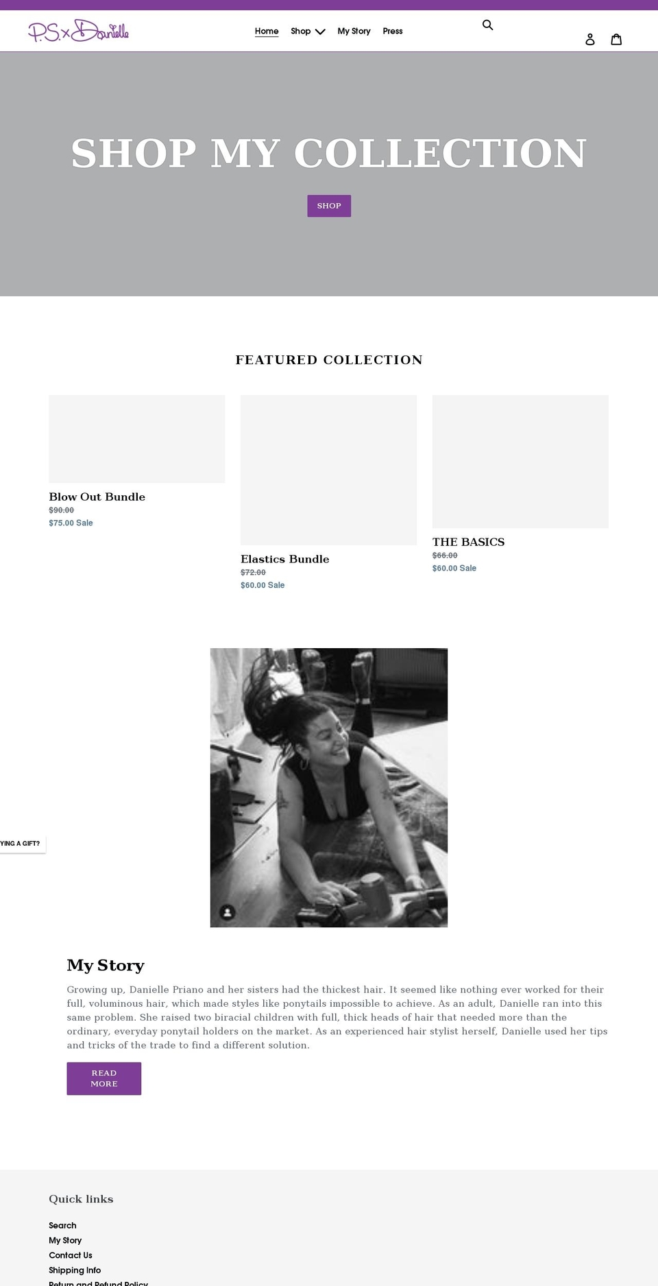 psxdanielle.com shopify website screenshot