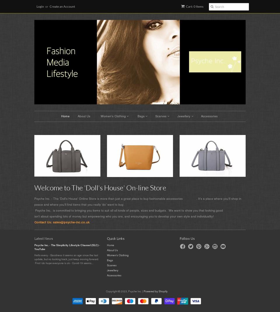 psyche-inc.co.uk shopify website screenshot