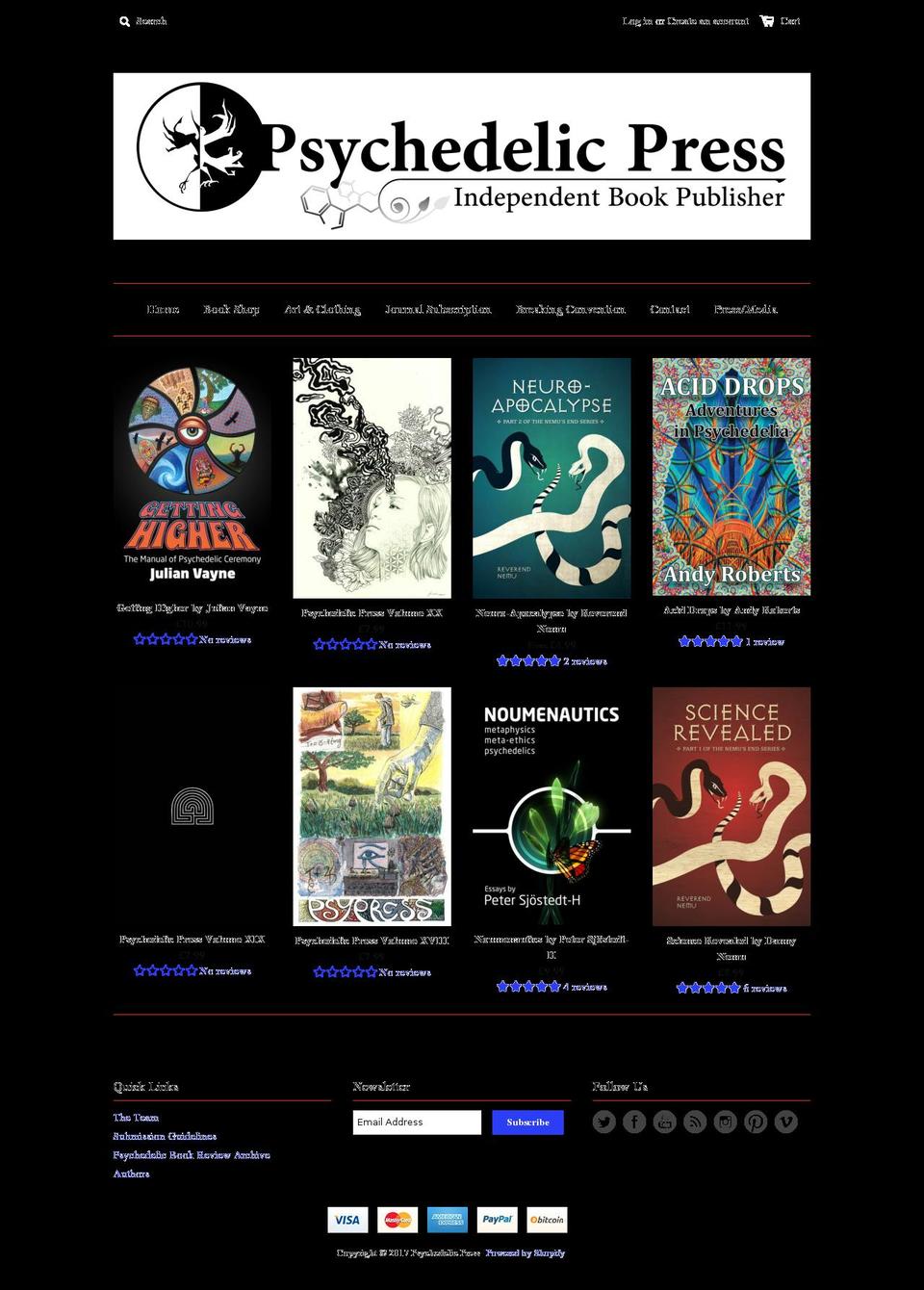 psychedelicpress.co.uk shopify website screenshot