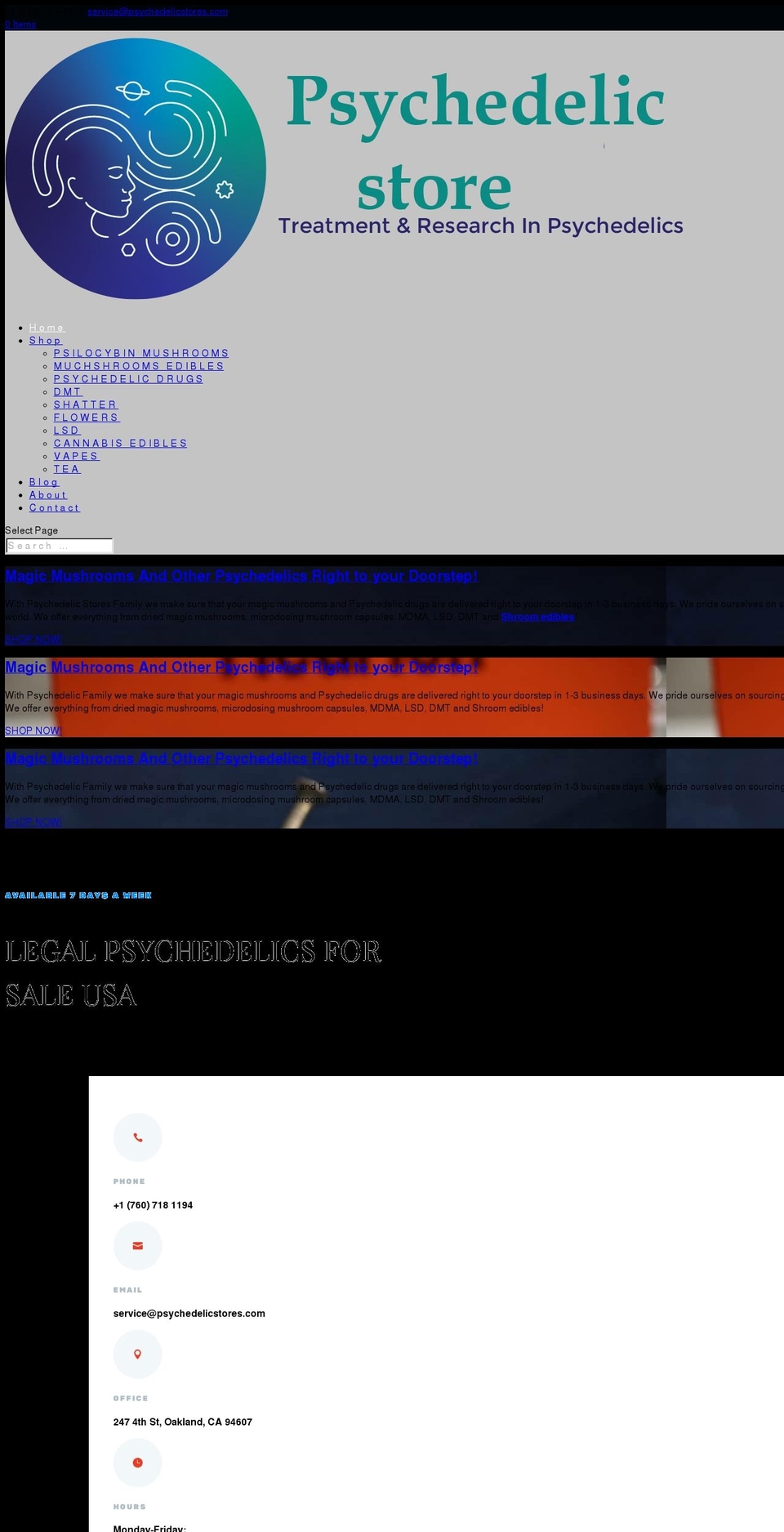 psychedelicstores.com — Shopify storefront screenshot