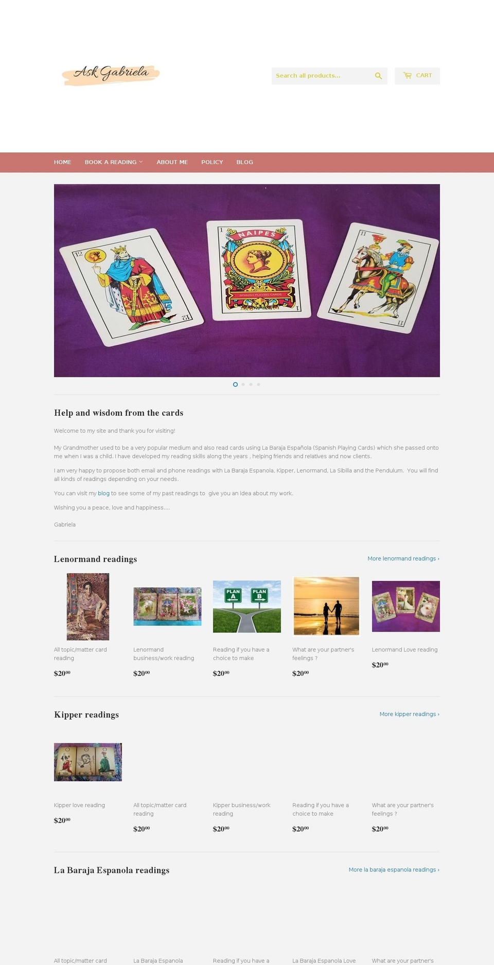 psychicgabriela.com — Shopify storefront screenshot