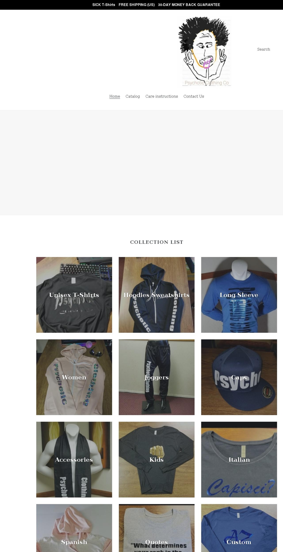 psychoticclothingco.com shopify website screenshot
