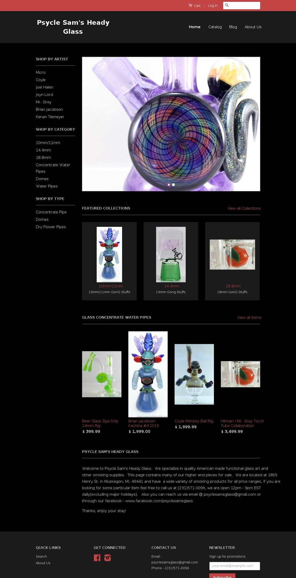 psyclesamsglass.com shopify website screenshot