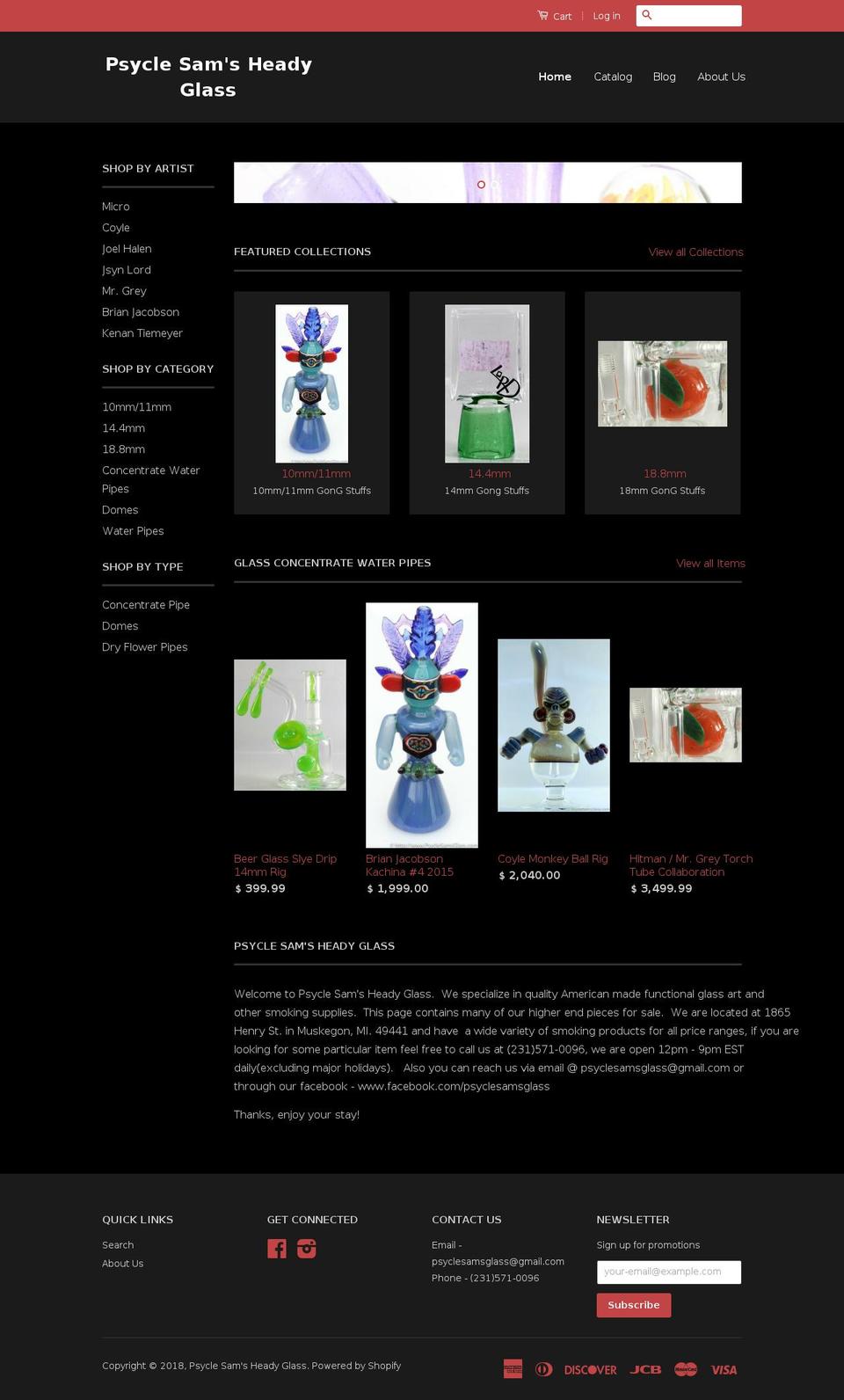 psyclesamsglass.info shopify website screenshot