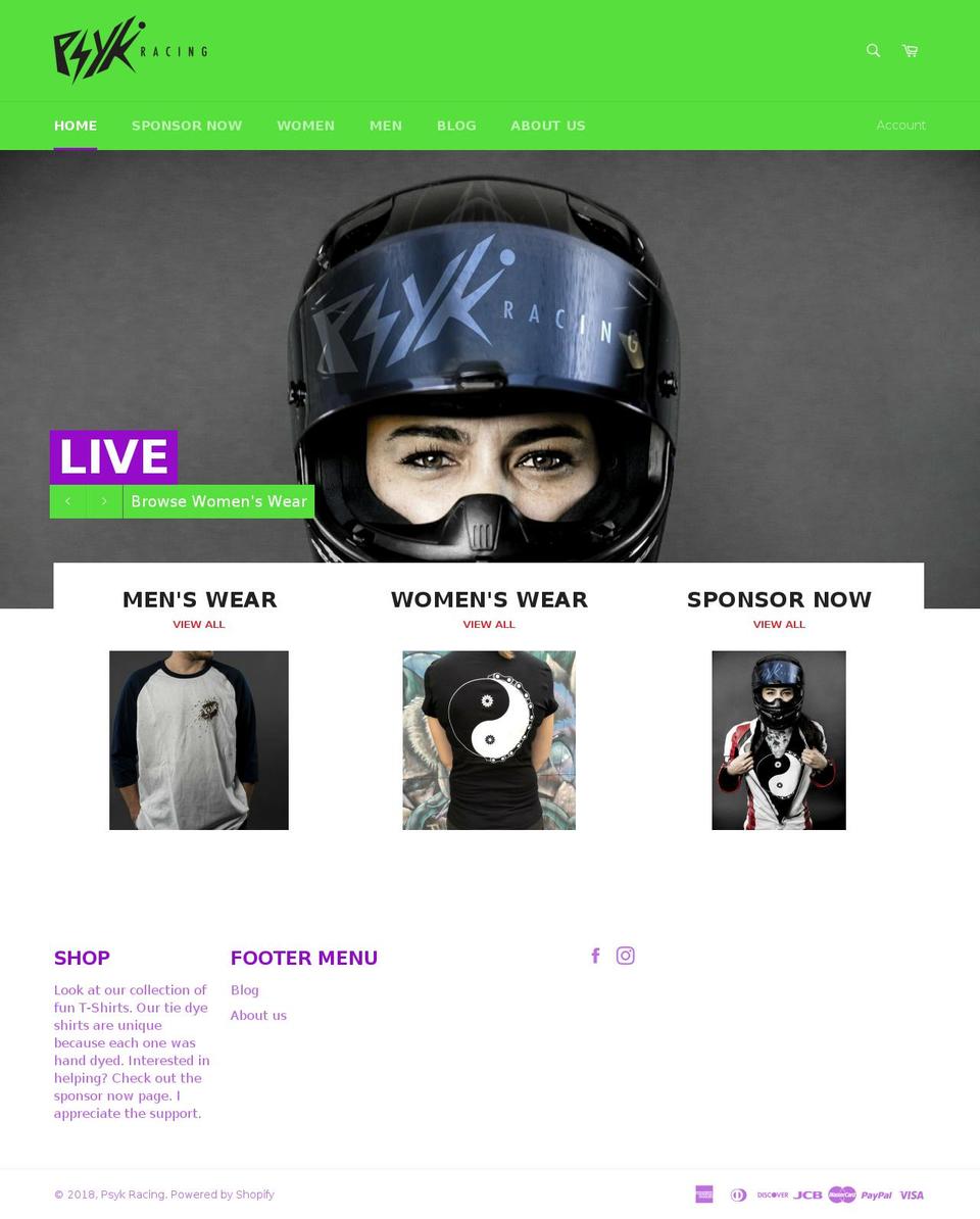 psykracing.com — Shopify storefront screenshot
