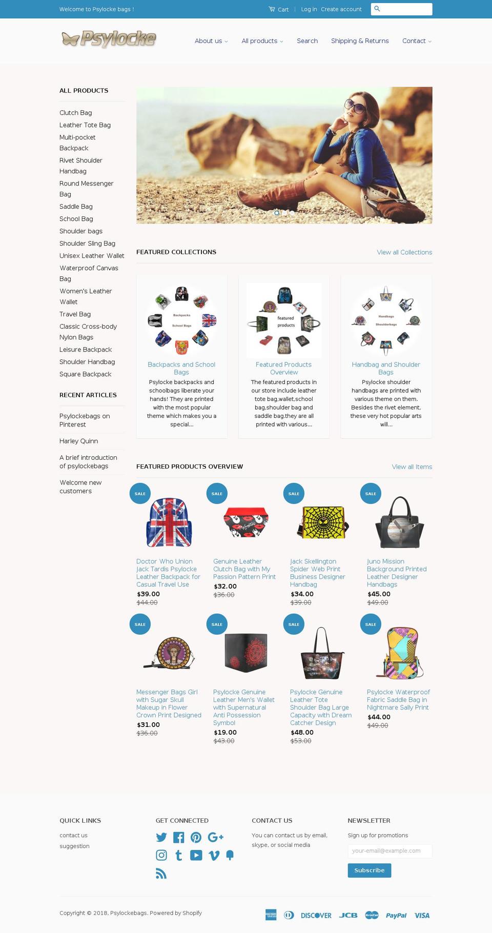 psylockebags.com shopify website screenshot
