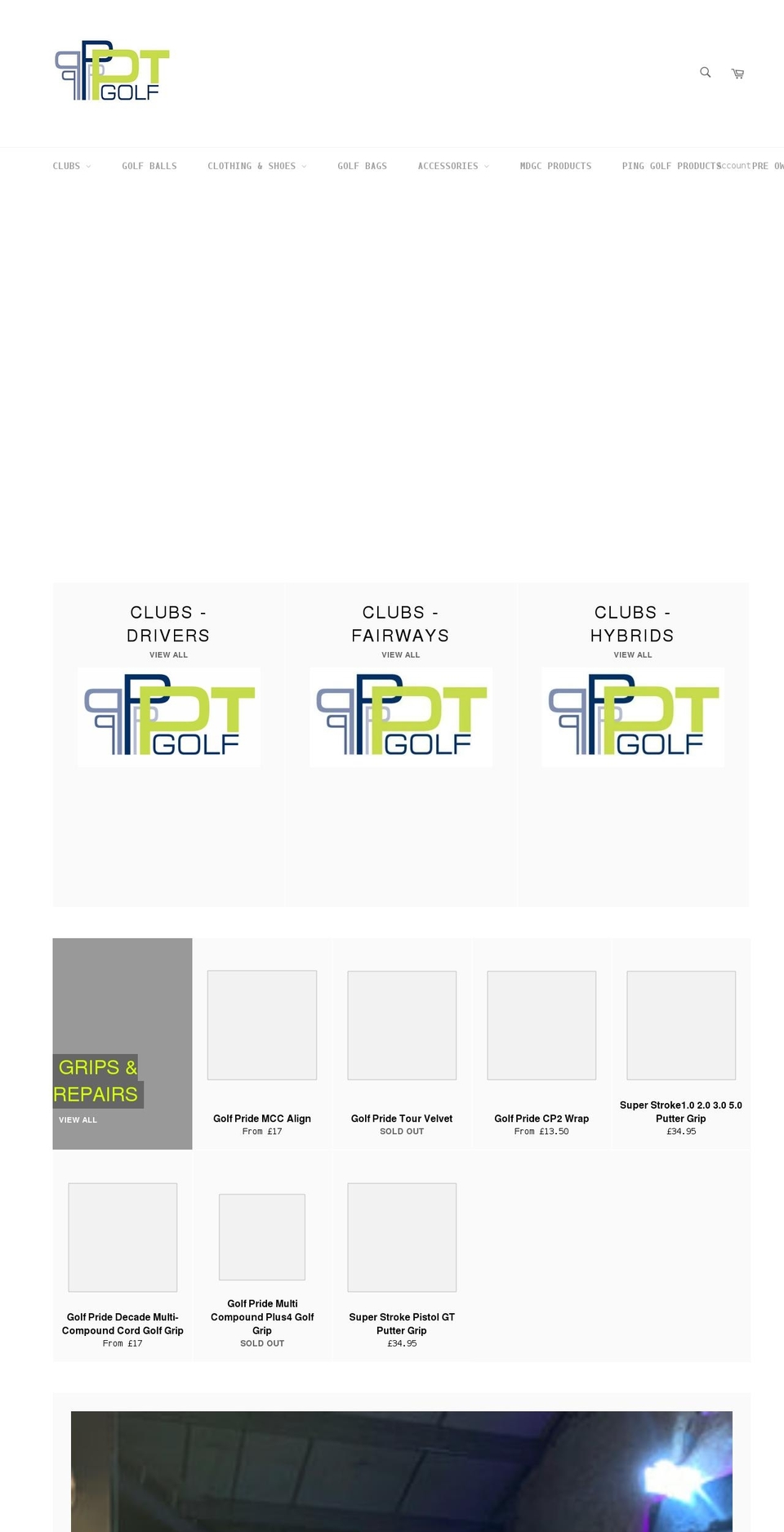 pt-golf.co.uk shopify website screenshot