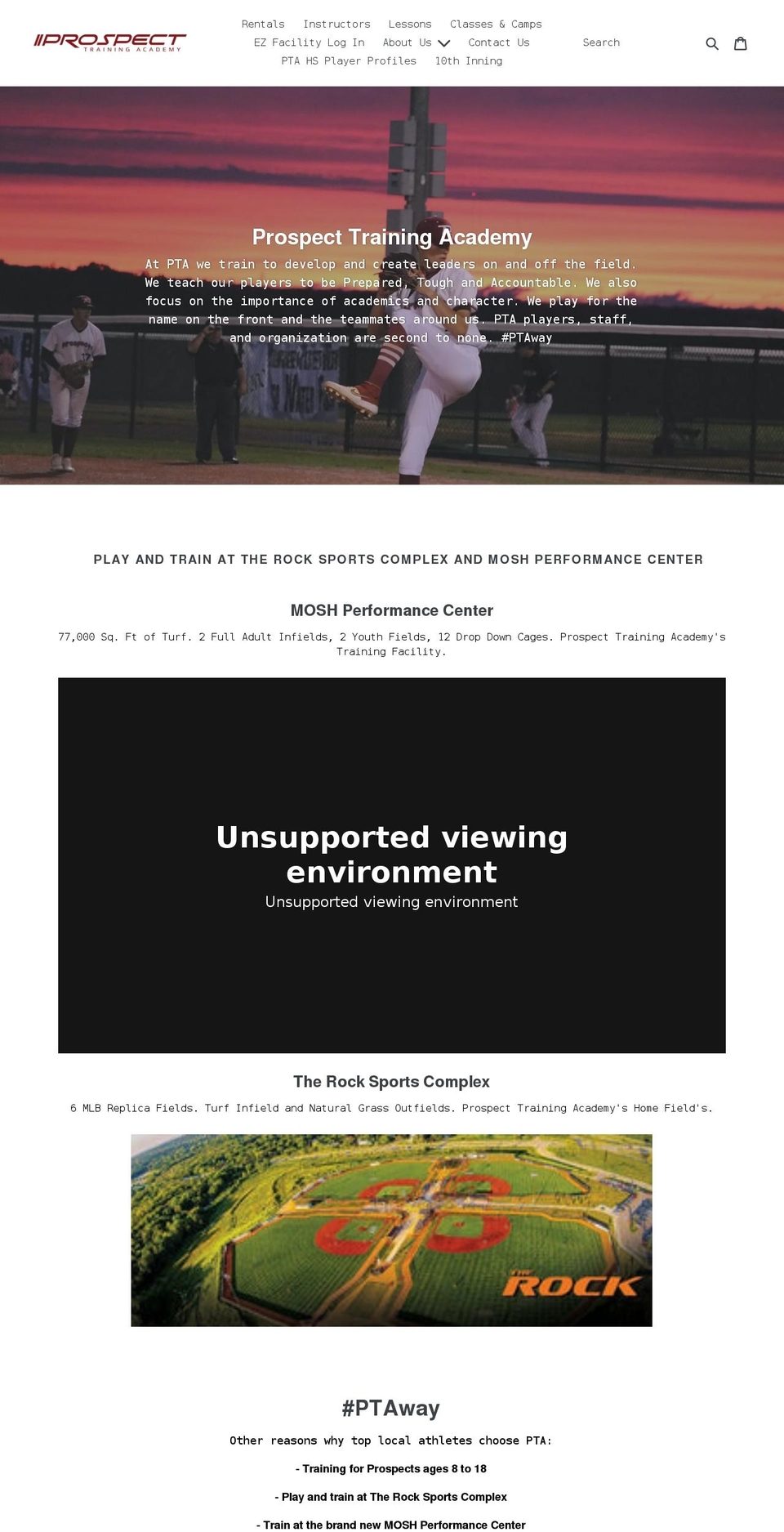 ptabaseball.com shopify website screenshot