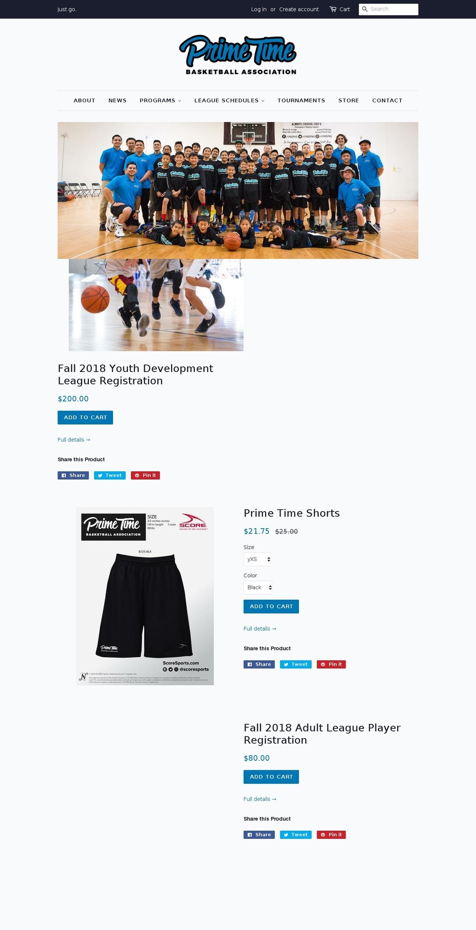 ptbahoops.com shopify website screenshot