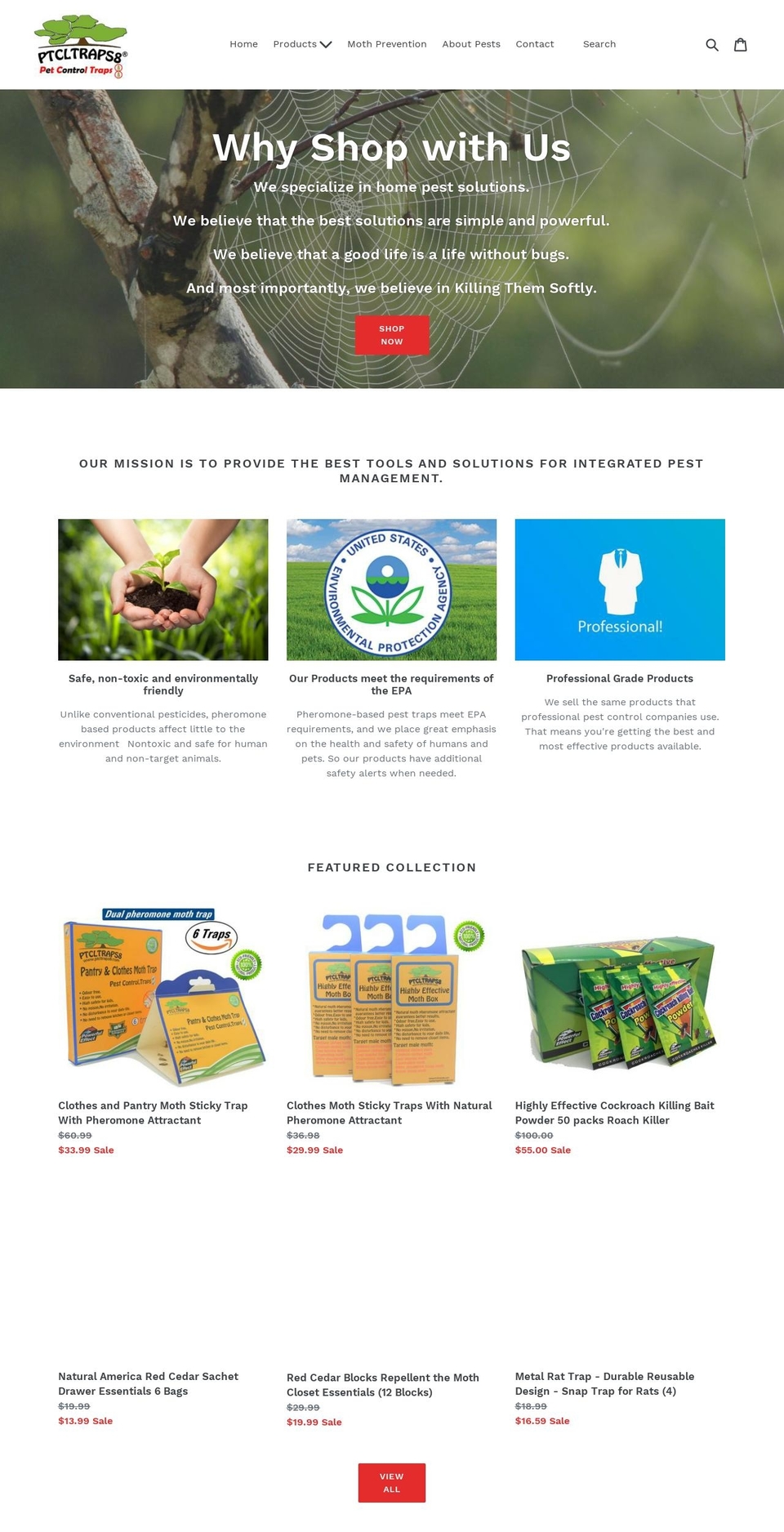 ptcltraps8.com — Shopify storefront screenshot