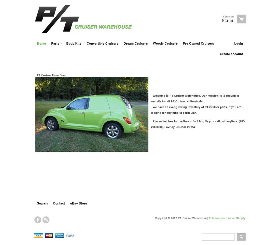 ptcruiserwarehouse.com shopify website screenshot
