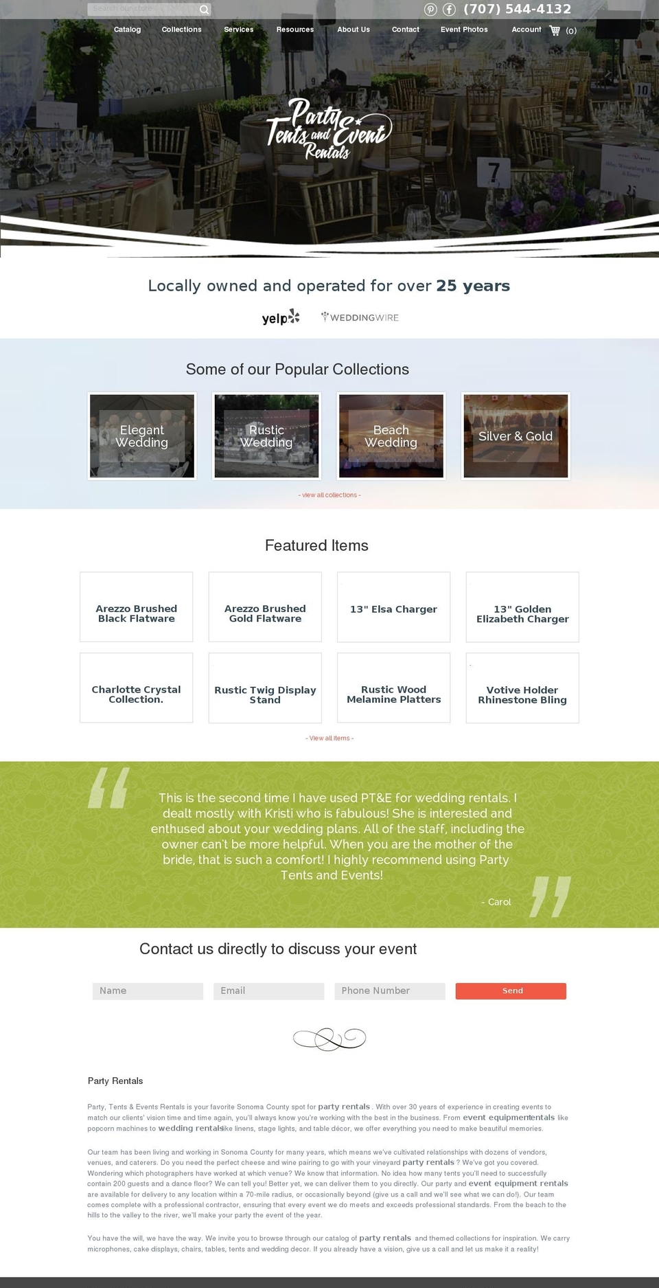 pterentals.com shopify website screenshot