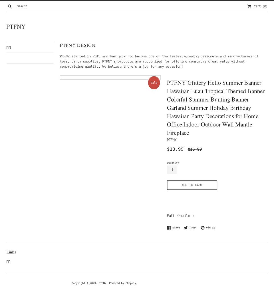 ptfny.net shopify website screenshot