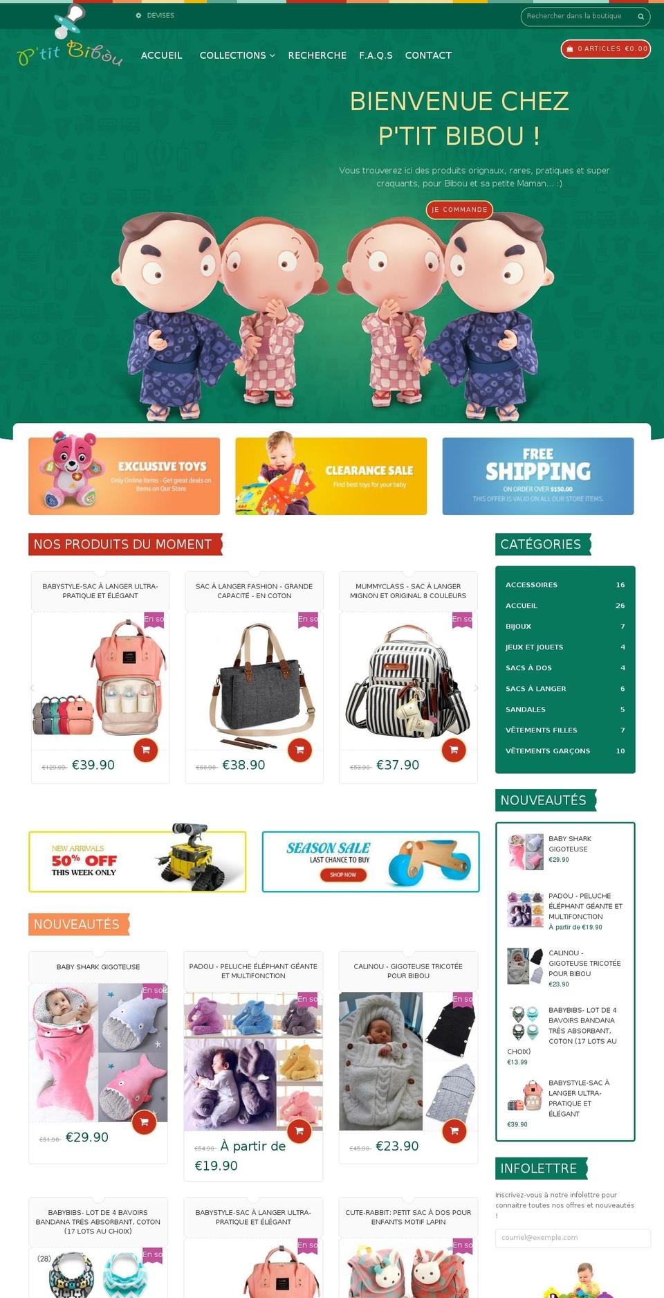 home1 Shopify theme site example ptitbibou.com