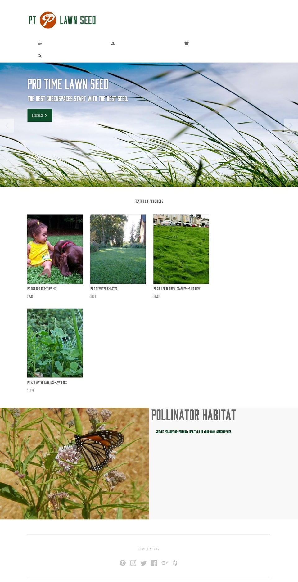 ptlawnseed.com shopify website screenshot
