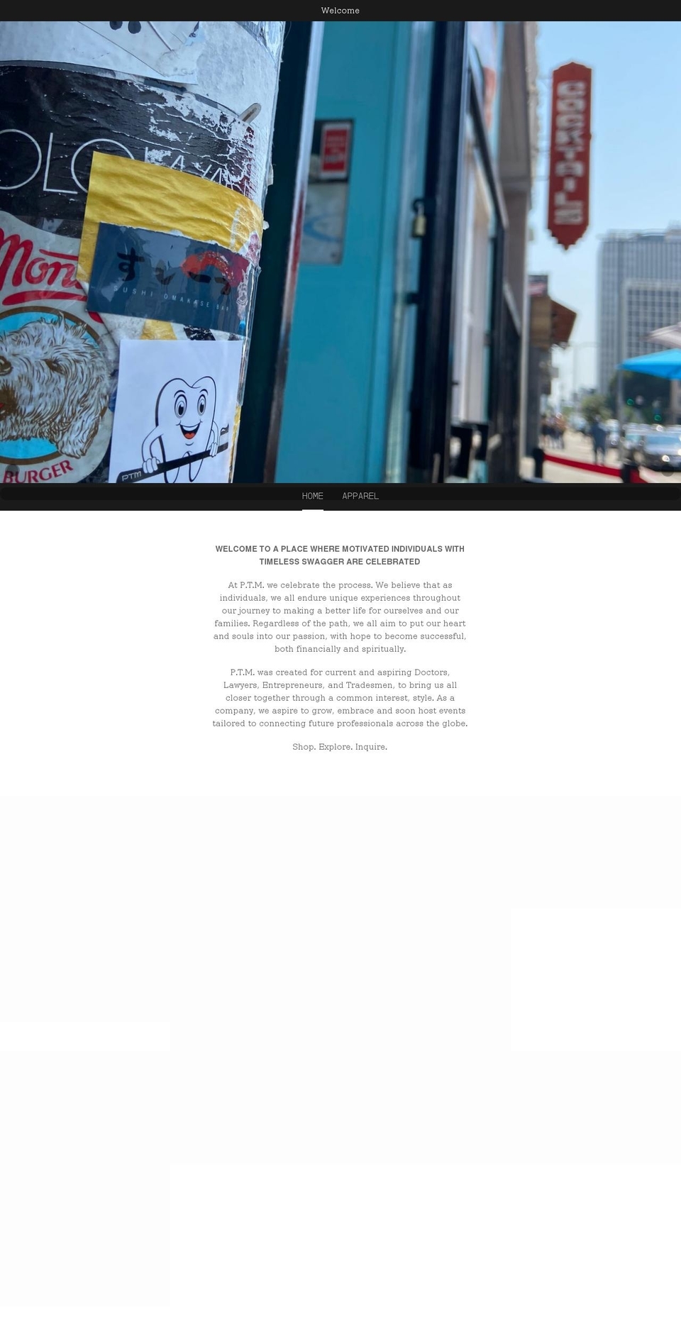 ptmclothing.net shopify website screenshot