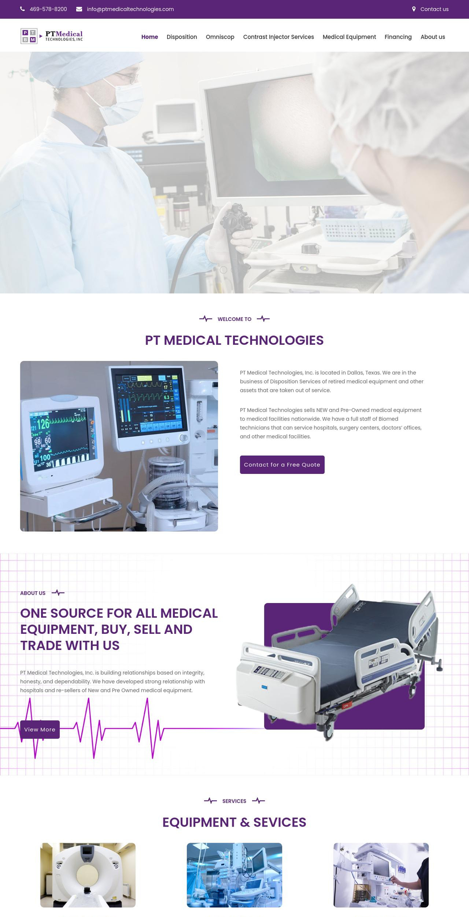 ptmedicaltechnologies.com shopify website screenshot