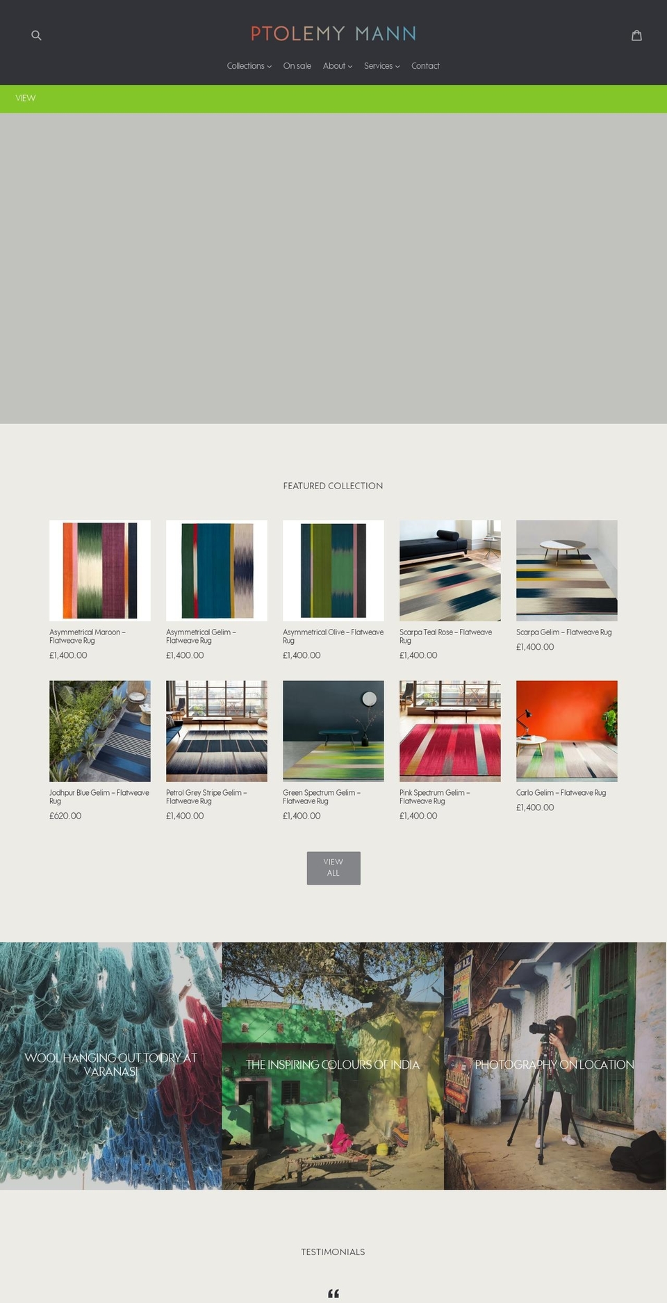 ptolemymannrugs.com shopify website screenshot