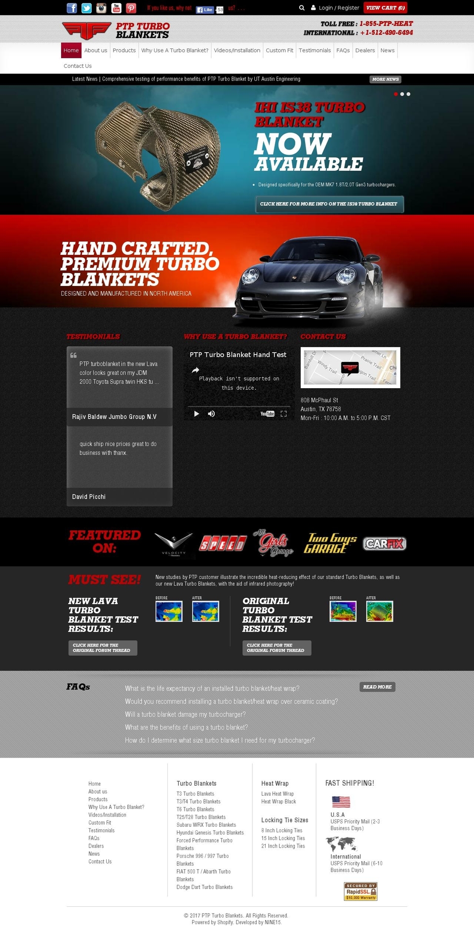 ptpturboblankets.com shopify website screenshot