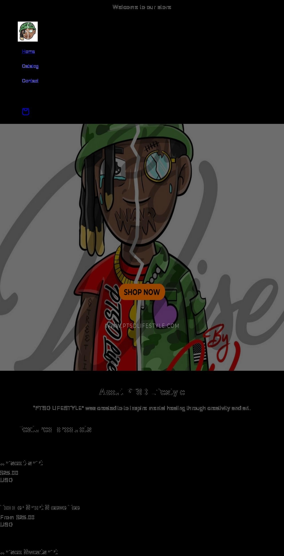 ptsdlifestyle.com shopify website screenshot