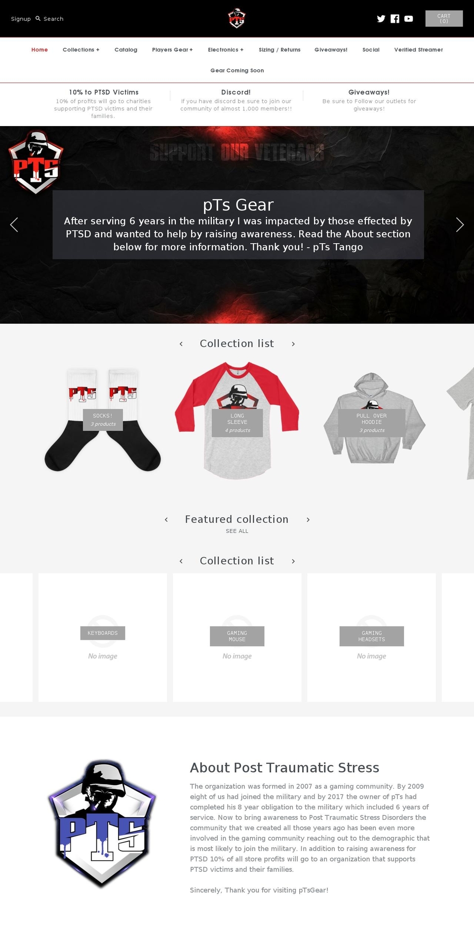 ptsgear.com — Shopify storefront screenshot
