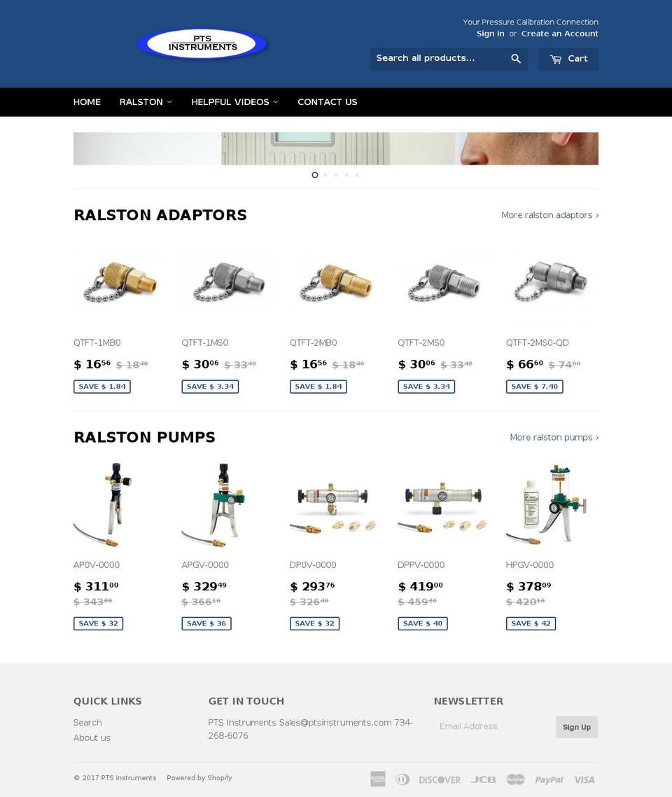 ptsinstruments.com shopify website screenshot