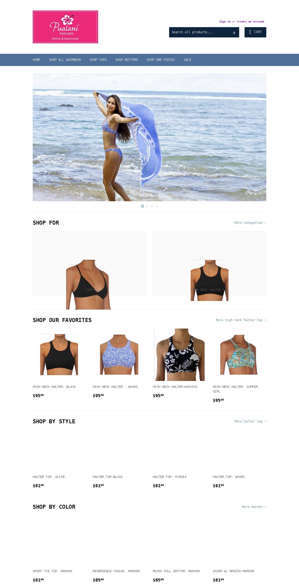 pualanihanalei.com shopify website screenshot
