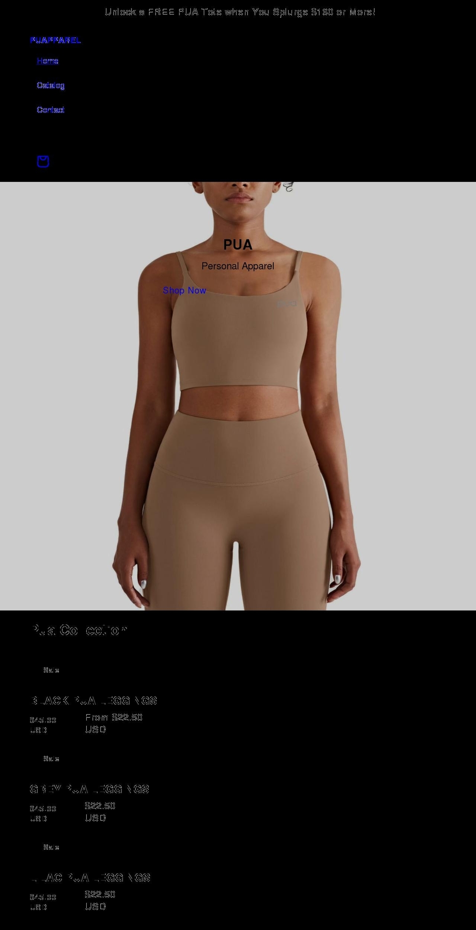 puapparel.com shopify website screenshot