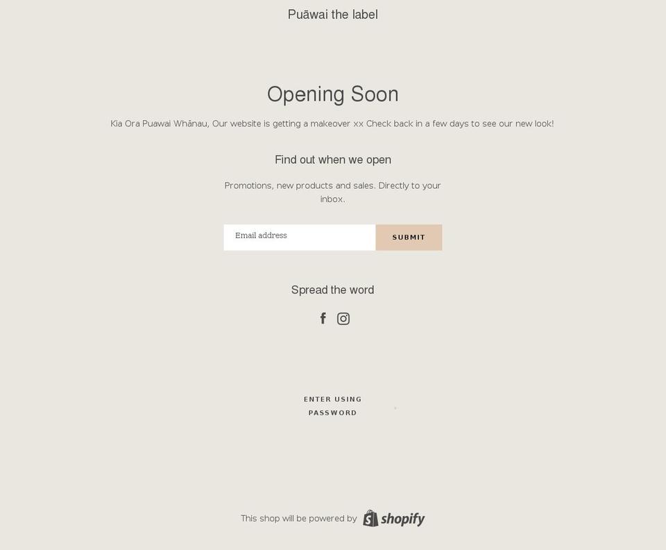 puawai.store shopify website screenshot