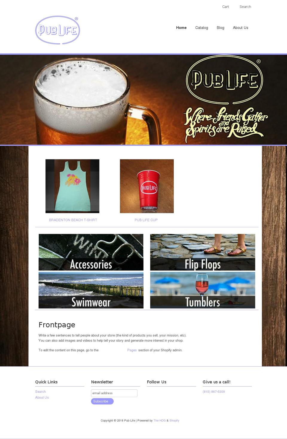 Publife Shopify theme site example pub-life.net