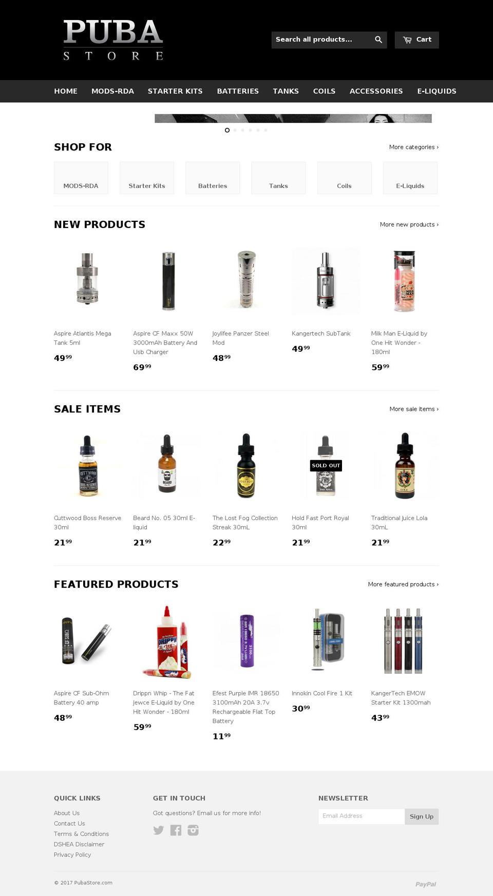 pubastore.com shopify website screenshot