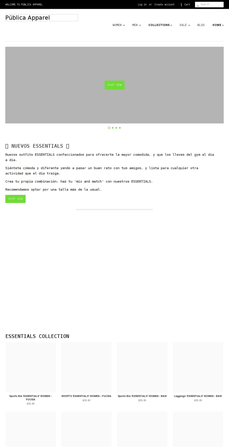 publicaapparel.com — Shopify storefront screenshot