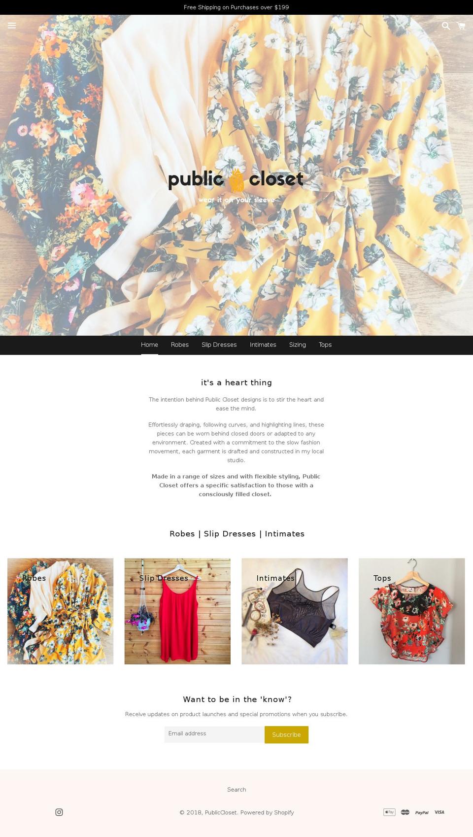 publiccloset.com — Shopify storefront screenshot