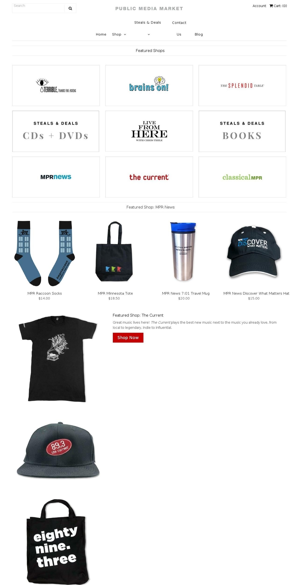 publicradiomusicsource.com — Shopify storefront screenshot