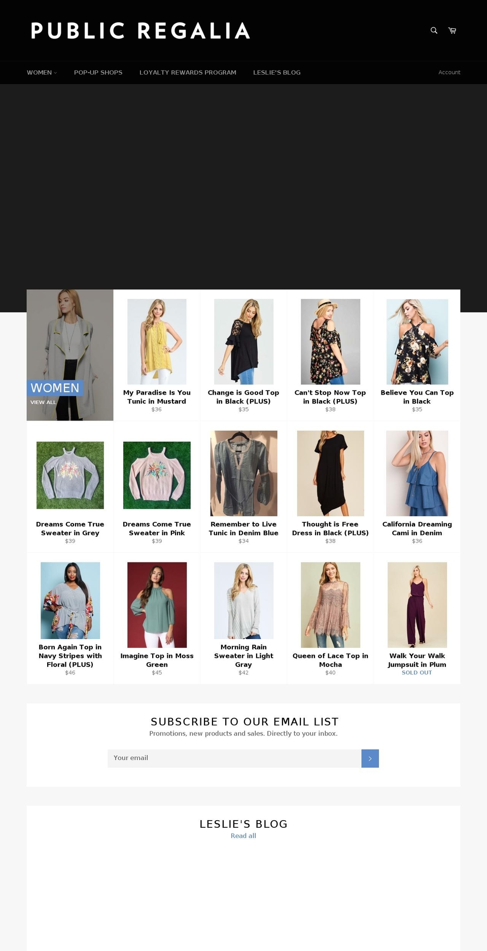 publicregalia.com — Shopify storefront screenshot